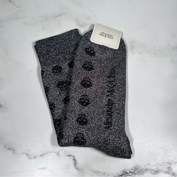 Alexander McQueen Underwear & Socks Alexander Mcqueen Logo Short Skull Chamber Black Socks